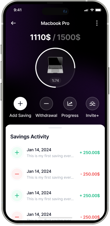 Mani Savings Tracker App UI